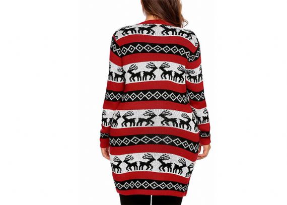 Cárdigan de suéter de árbol de Papá Noel feo de talla grande de nailon / acrílico para mujer - 11153779