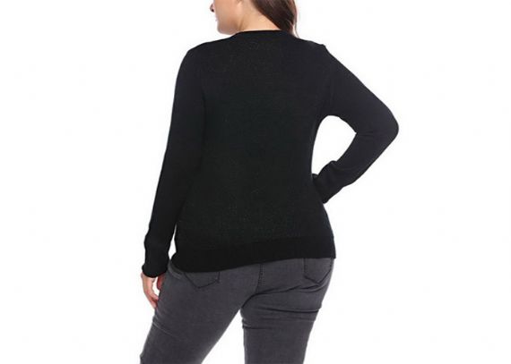 Suéteres navideños feos de talla grande con cinta de reno para mujer - 11153780