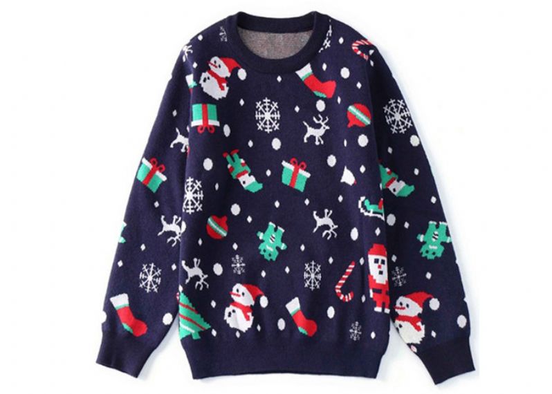 Suéter navideño feo con copo de nieve jacquard Técnicas tejidas por computadora - 11153794