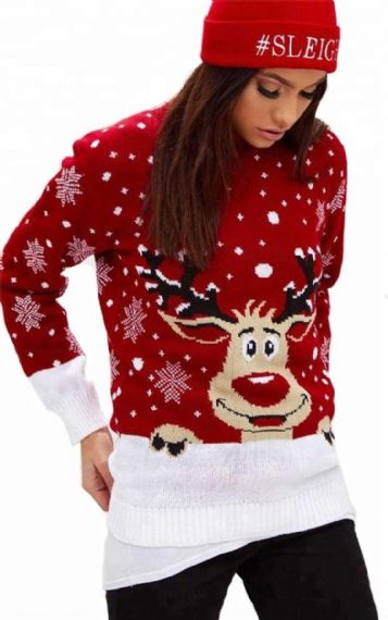 Mujer Divertida Navidad Con Alces Estampados Cuello Redondo Suéter Estilo - 11153796