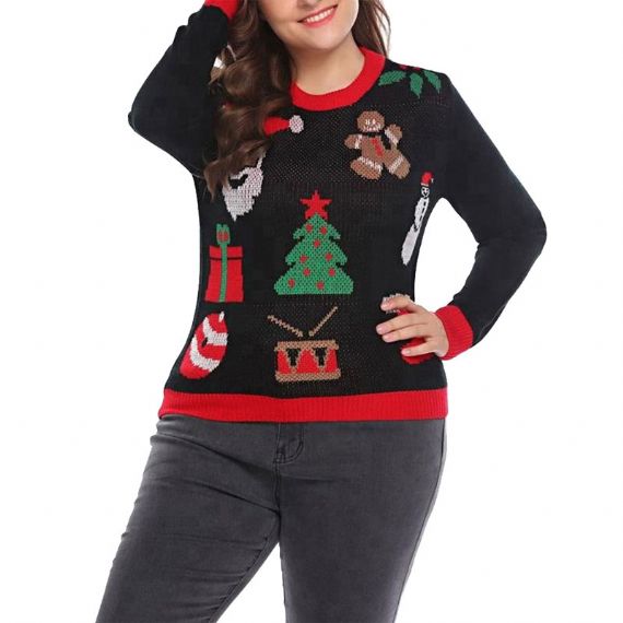 Suéteres navideños divertidos de talla grande Grinch para mujer - XW36