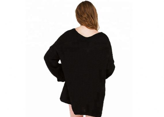 Vestido de suéter de manga larga con cuello en V y talla grande - 11272273