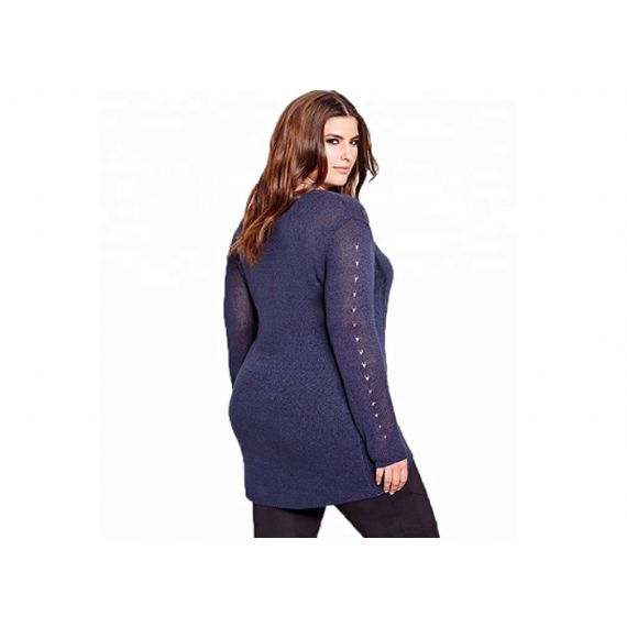 Suéteres femininos sexy plus size com gola V - 11272246