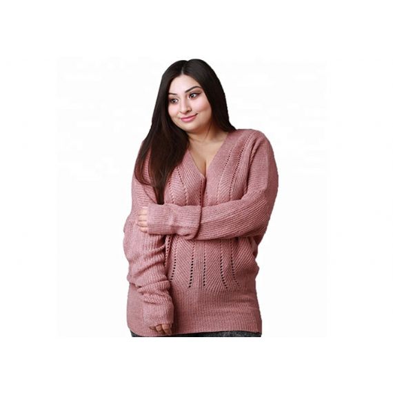 Suéter decote em V grande oco - 11272269