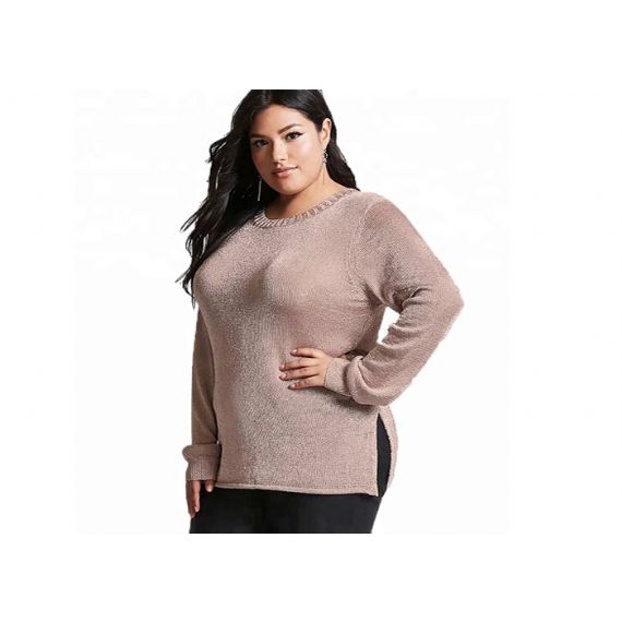 Roupas femininas plus size tops design de comprimento regular cor rosa atraente - 11272279