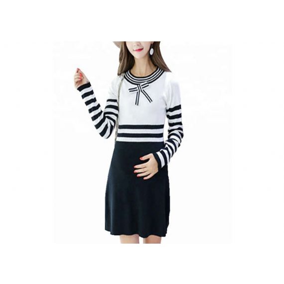 Suéter de tricô com cabo para maternidade com vestidos de laço ecologicamente correto - 11272415