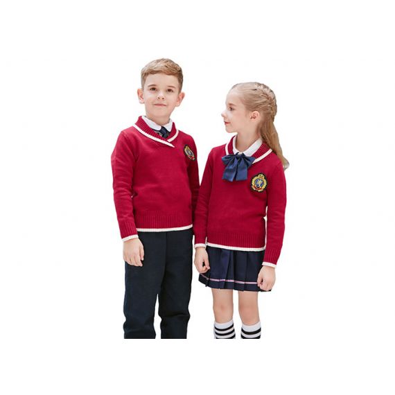 Suéteres de tricô para meninos e meninas com uniforme escolar primário - 11082164