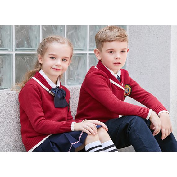 Suéteres de tricô para meninos e meninas com uniforme escolar primário - 11082164