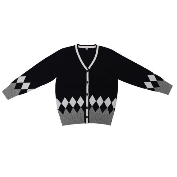 Suéteres de uniforme escolar com logotipo bordado vermelho marinho padrão argyle de algodão puro - 11272126