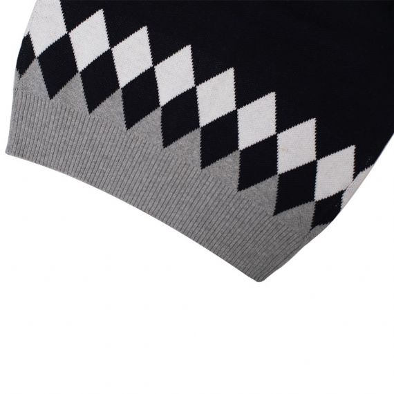 Suéteres de uniforme escolar com logotipo bordado vermelho marinho padrão argyle de algodão puro - 11272126