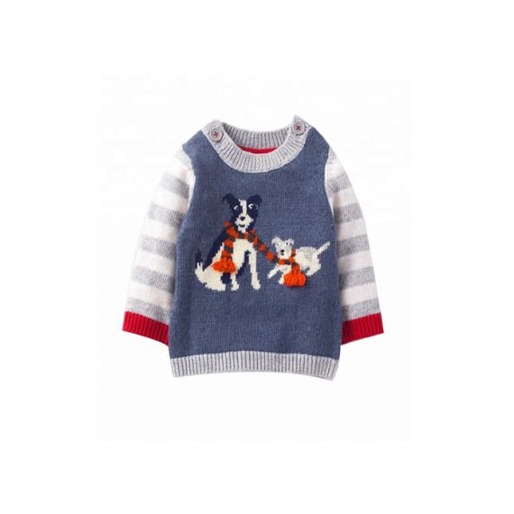 Suéter infantil 100% algodão tricô gola redonda pulôver padrão animal - 11272138