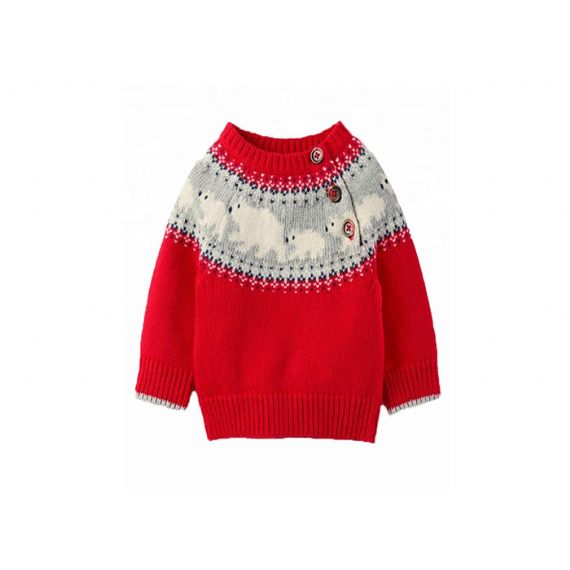 Suéter infantil 100% algodão tricô gola redonda pulôver padrão animal - 11272138