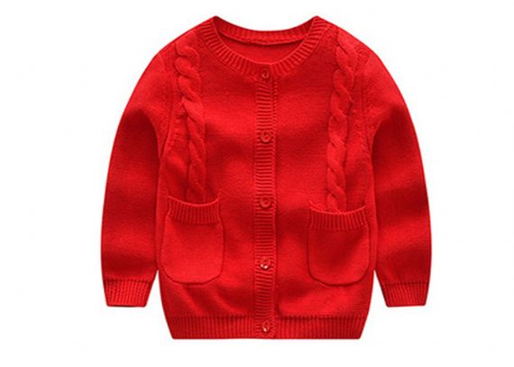 Invierno lindo algodón niños suéter de punto manga larga cuello redondo Deisgn - 11272145