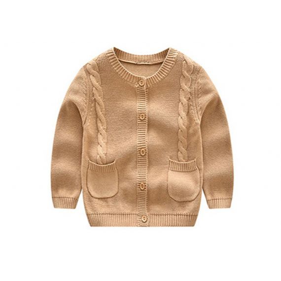 Suéter de tricô infantil de algodão fofo de inverno manga longa gola careca Deisgn - 11272145