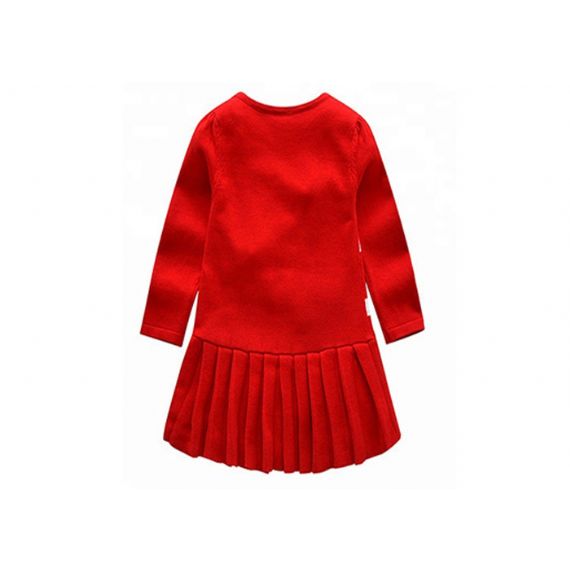 Vestido longo inverno bebê menina, camisola infantil vermelha gola O - 11272165