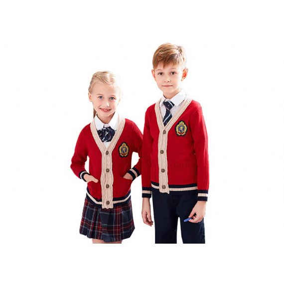 Suéteres de uniforme escolar manga longa gola V 110 cm - 170 cm tamanho com saia - 11272178