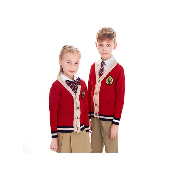 Suéteres de uniforme escolar manga longa gola V 110 cm - 170 cm tamanho com saia - 11272178