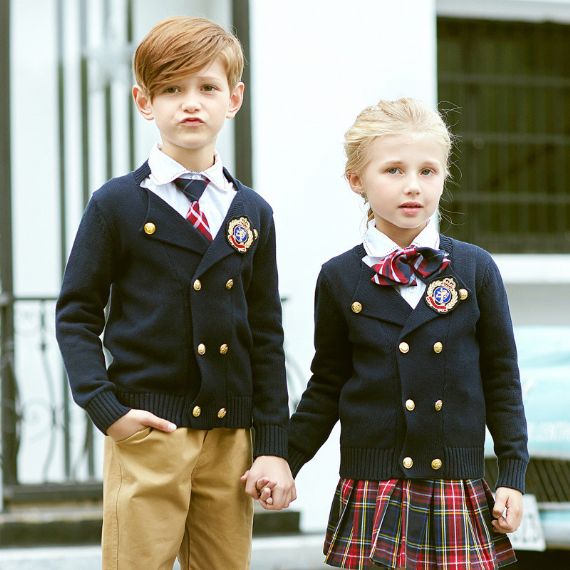 Conjunto de suéteres de uniforme escolar para niños, diseño de cuello redondo, género unisex - 11272184