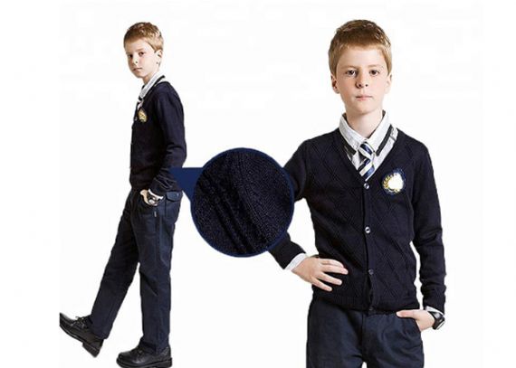 Modelo simple de la rebeca de los suéteres del uniforme escolar del cuello en V azul marino para los niños - 11272189