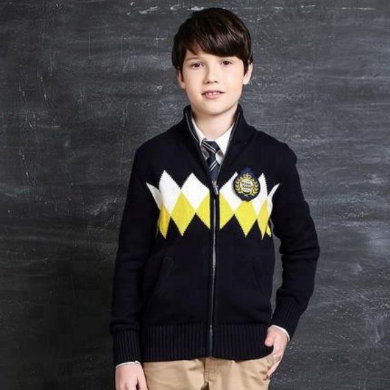 Tipo largo antiestático de la manga de los suéteres del uniforme escolar del estilo británico para los niños - 11272196