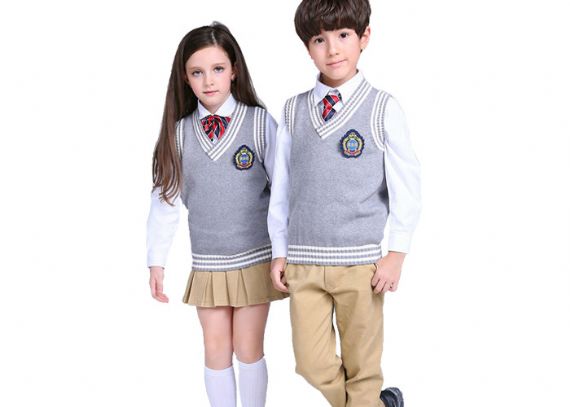 Suéter de uniforme escolar de chaleco de punto con cuello en V de primavera y otoño para unisex - 11769329