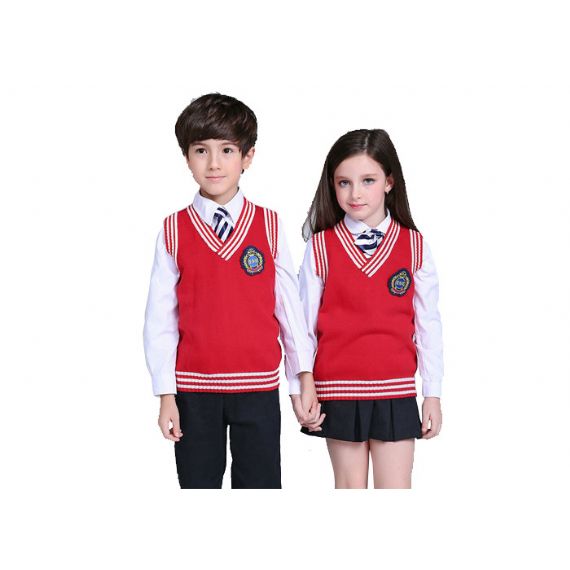 Suéteres de uniforme escolar de malha de algodão calibre 12GG para alunos do ensino fundamental - 11769329