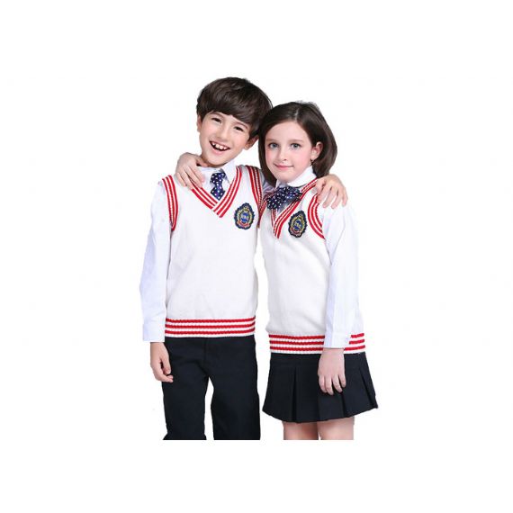 Suéteres de uniforme escolar de malha de algodão calibre 12GG para alunos do ensino fundamental - 11769329