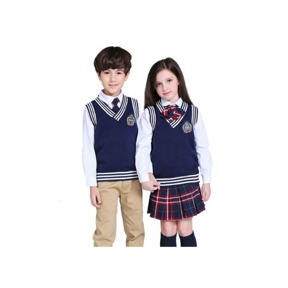 Suéteres de uniforme escolar de malha de algodão calibre 12GG para alunos do ensino fundamental - 11769329