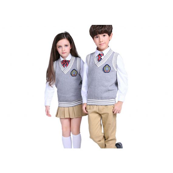 Suéteres de uniforme escolar de malha de algodão calibre 12GG para alunos do ensino fundamental - 11769329