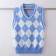 Colete de uniforme escolar jacquard sem mangas, suéter de algodão com gola V - 11769735