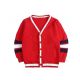 Cardigan escolar vermelho tricotado para crianças manga listrada padrão - 11769887