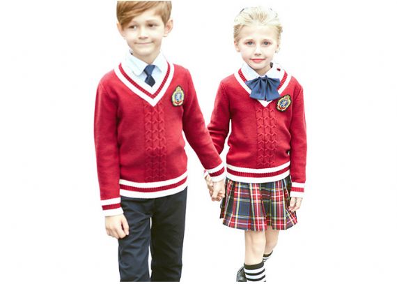 Cuello en V del estilo europeo del suéter del vestido de la escuela del muchacho y de la muchacha del diseño del OEM respirable - 11772990