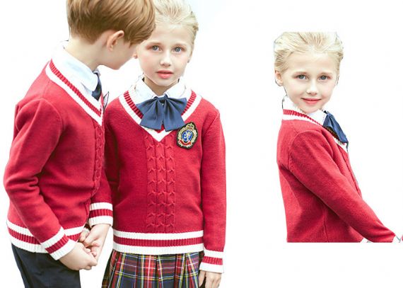 Cuello en V del estilo europeo del suéter del vestido de la escuela del muchacho y de la muchacha del diseño del OEM respirable - 11772990