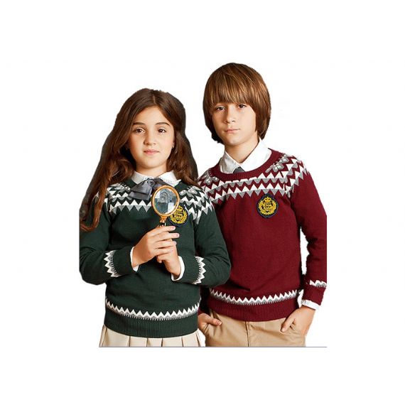 Primavera Outono O - Pescoço Jacquard Respirável Suéter Uniforme Escolar - 11774230