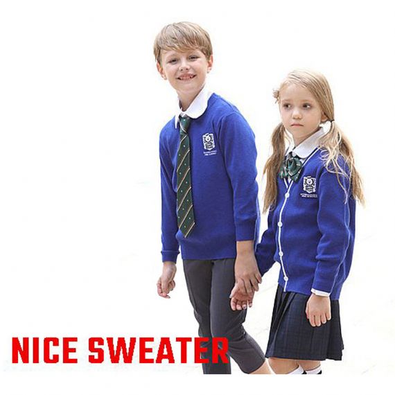 Suéteres antipilling del uniforme escolar de los azules marinos, rebeca de la escuela de los niños y de las muchachas - 11774420
