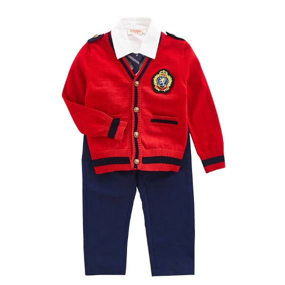 Suéteres de uniforme escolar azul marinho anti-pilling, cardigã escolar para meninos e meninas - 11774420