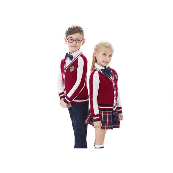 Primavera e outono colete de malha com gola V colete uniforme escolar para unissex - 11779460