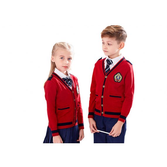 Kits de cardigã para escola primária e saia xadrez material poliéster/algodão - 11810481