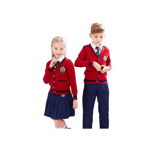 Kits de cardigã para escola primária e saia xadrez material poliéster/algodão - 11810481