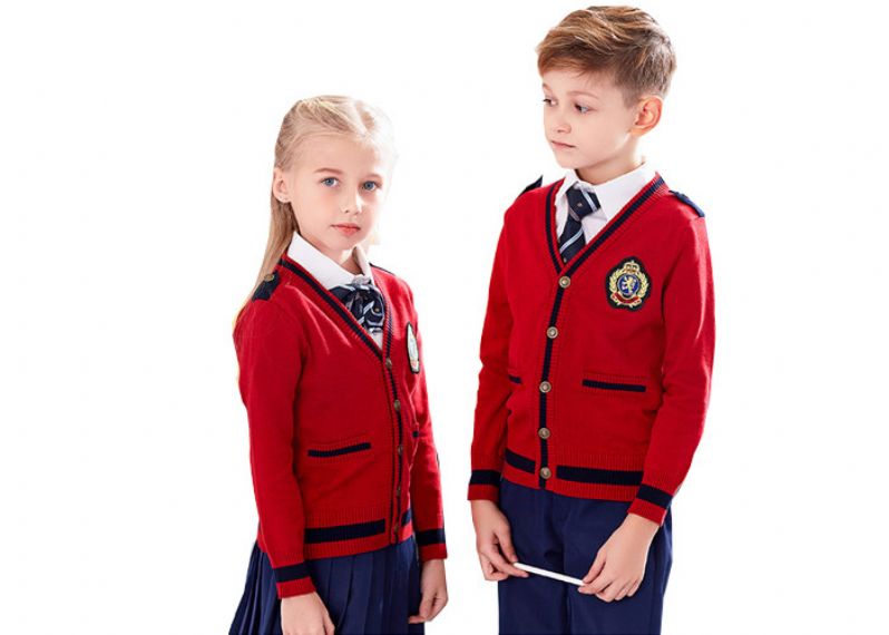 Suéteres hechos punto algodón del uniforme escolar del calibre 12GG para los estudiantes primarios - 11810481