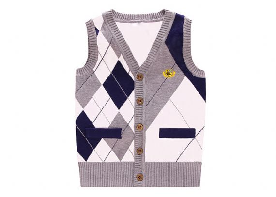 Chaleco de uniforme escolar de algodón puro tejido de intarsia - 11810539