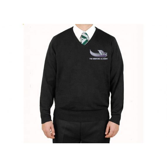 Suéteres de uniforme escolar de inverno marinho infantil personalizados punhos e bainha com nervuras - 11810810