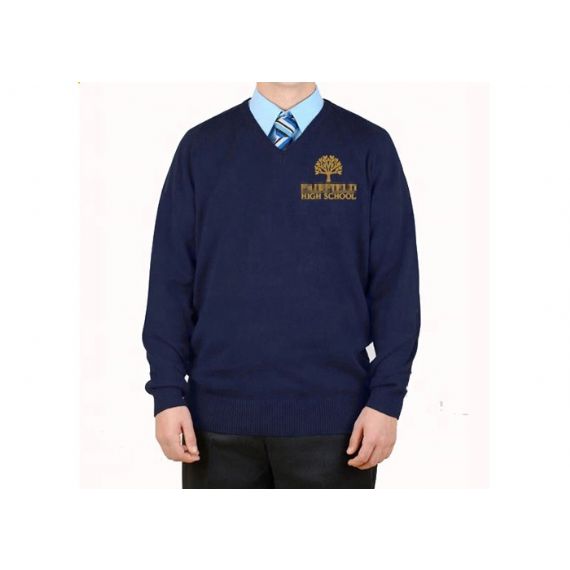 Suéteres de uniforme escolar de inverno marinho infantil personalizados punhos e bainha com nervuras - 11810810