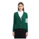 Cardigan com decote em V com botão de algodão verde cardigã escolar para colagem de meninas - 11810883