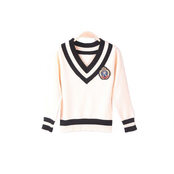 Suéteres de uniforme escolar adulto internacional decote em V padrão de lã para homens jovens - 11811043