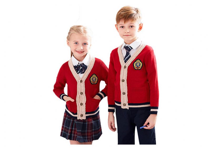 Suéteres del uniforme escolar del color rojo, encogimiento anti del suéter de la escuela de los muchachos - 11811119