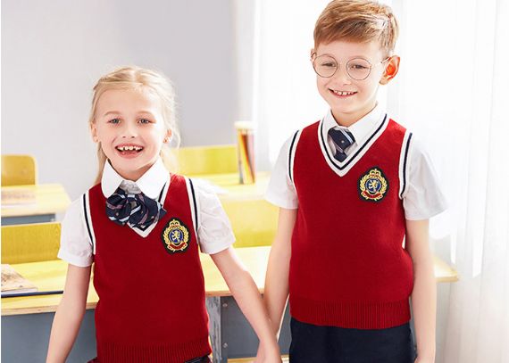 Chaleco suave tejido punto 12GG del suéter del uniforme escolar de la muchacha y del muchacho del cuello en V para la primavera y el otoño - 11811247