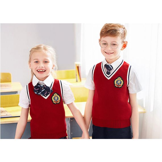 Suéter com gola V 12GG de malha macia para meninas e meninos uniforme escolar para primavera e outono - 11811247