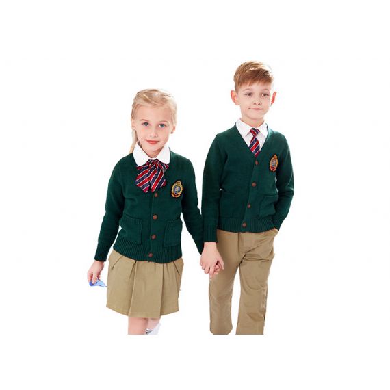 Suéteres de uniforme escolar unissex respirável grau A puro tricotado por computador - 11811370
