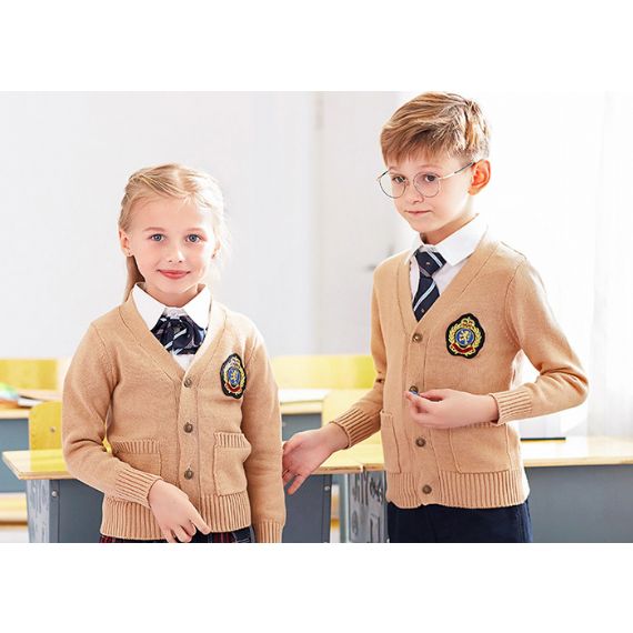 Suéteres de uniforme escolar unissex respirável grau A puro tricotado por computador - 11811370